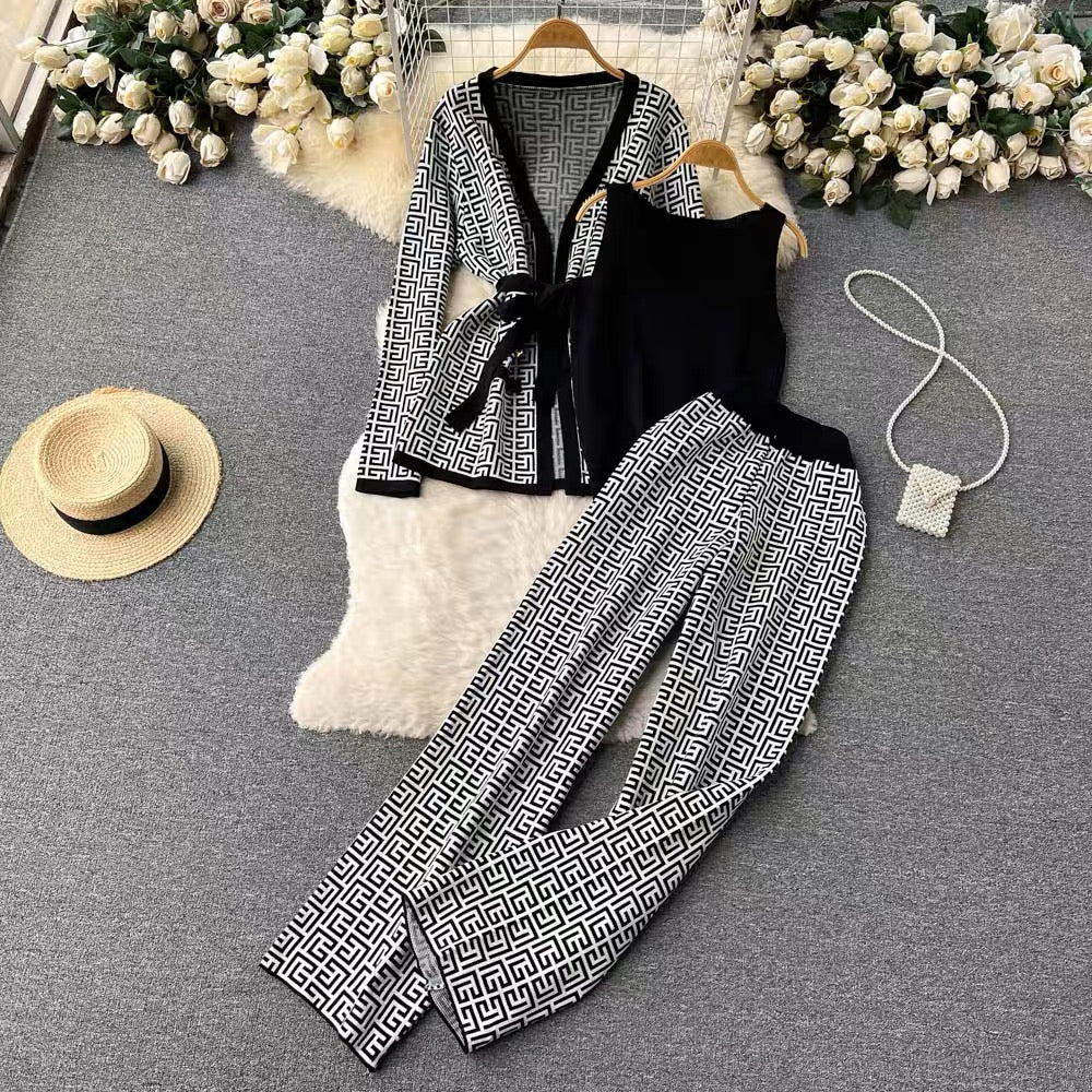 3-Pc Printed Long Jacket Co-Ord Set